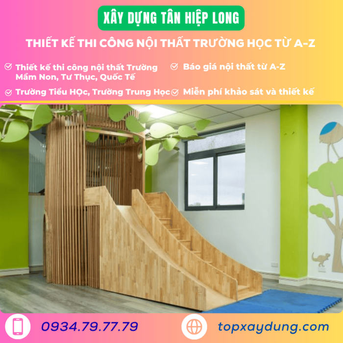Cung cấp thiết bị nội thất gỗ trường mầm non tại Bình Dương