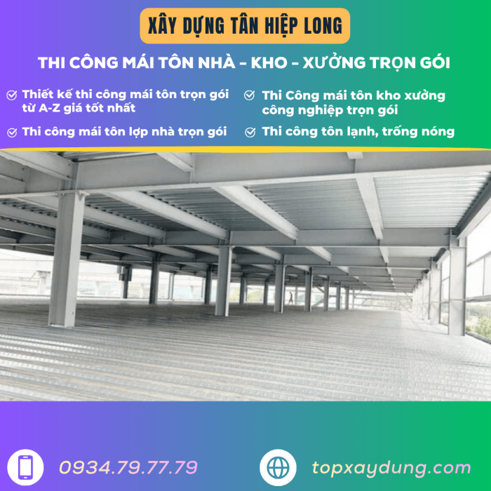 Báo giá thi công mái tôn tại Bình Phước trọn gói giá rẻ