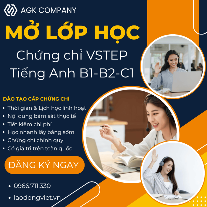 Học & Cấp Chứng chỉ VSTEP Tiếng Anh B1-B2-C1 cấp tốc
