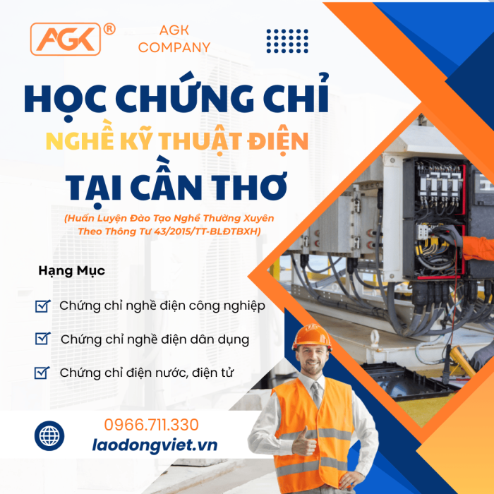 Đào tạo & Cấp Chứng chỉ nghề điện tại Cần Thơ