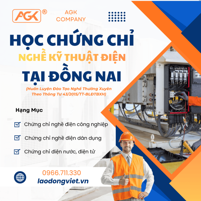 Đào tạo & Cấp Chứng chỉ nghề điện tại Đồng Nai