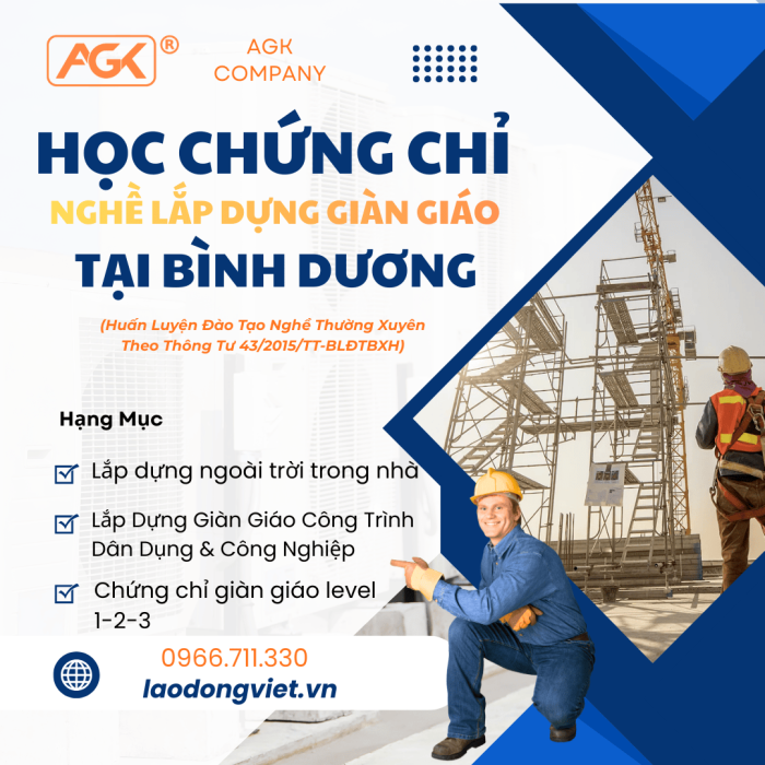 Đào tạo & Cấp Chứng lắp dựng giàn giáo tại Bình Dương
