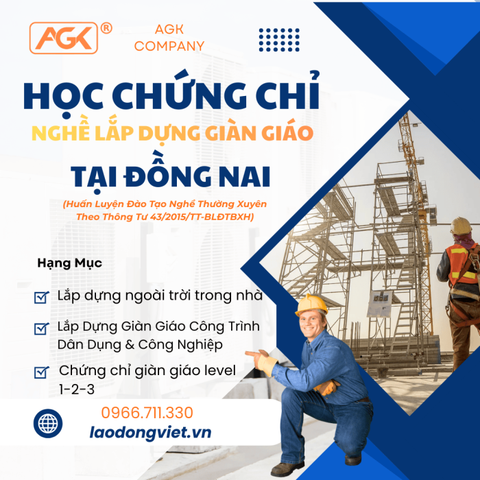 Đào tạo & Cấp Chứng lắp dựng giàn giáo tại Đồng Nai