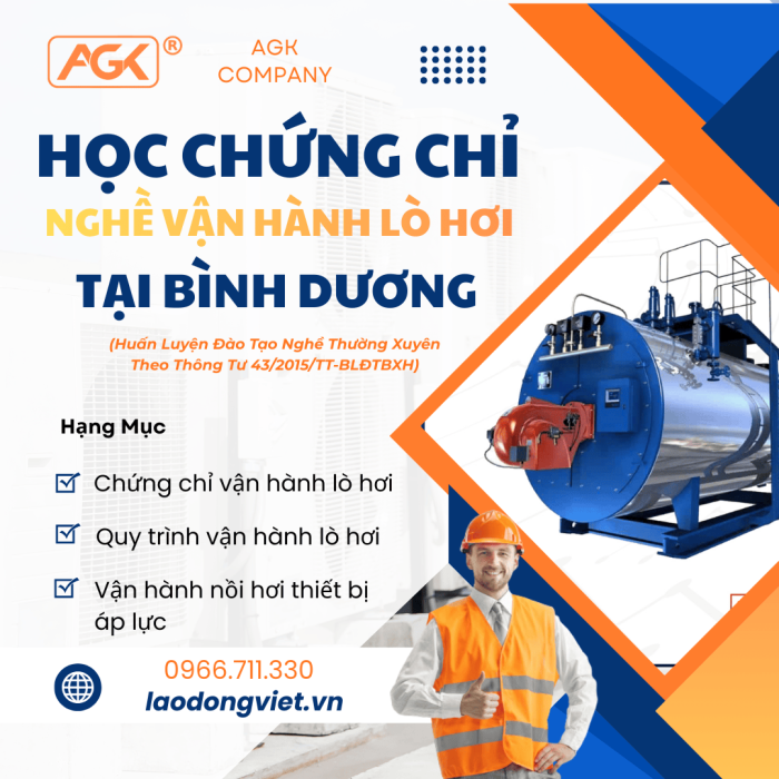 Đào tạo & Cấp Chứng chỉ Lò Hơi ở Bình Dương (Vận hành áp lực Nồi Hơi) 