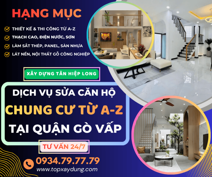 Dịch Vụ Sửa Căn Hộ Chung Cư Quận Gò Vấp từ A-Z trọn gói giá rẻ