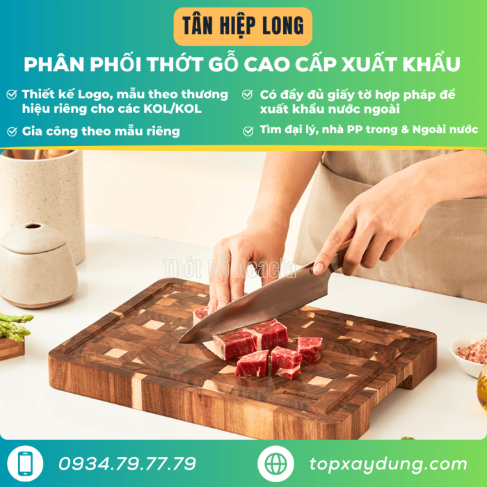 Dịch vụ gia công Thớt Gỗ cho KOL/KOC ở Bình Dương theo yêu cầu