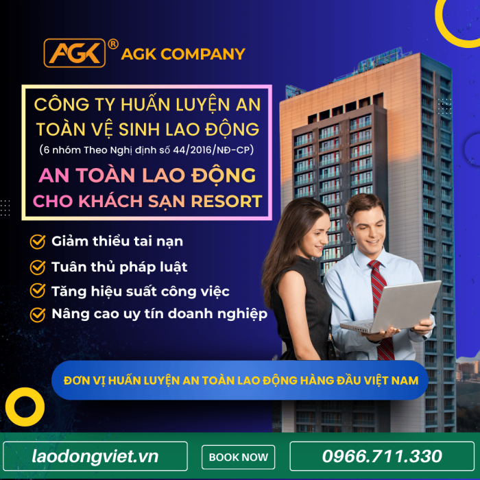 Huấn luyện ATVSLĐ 6 nhóm ngành Khách Sạn Resort