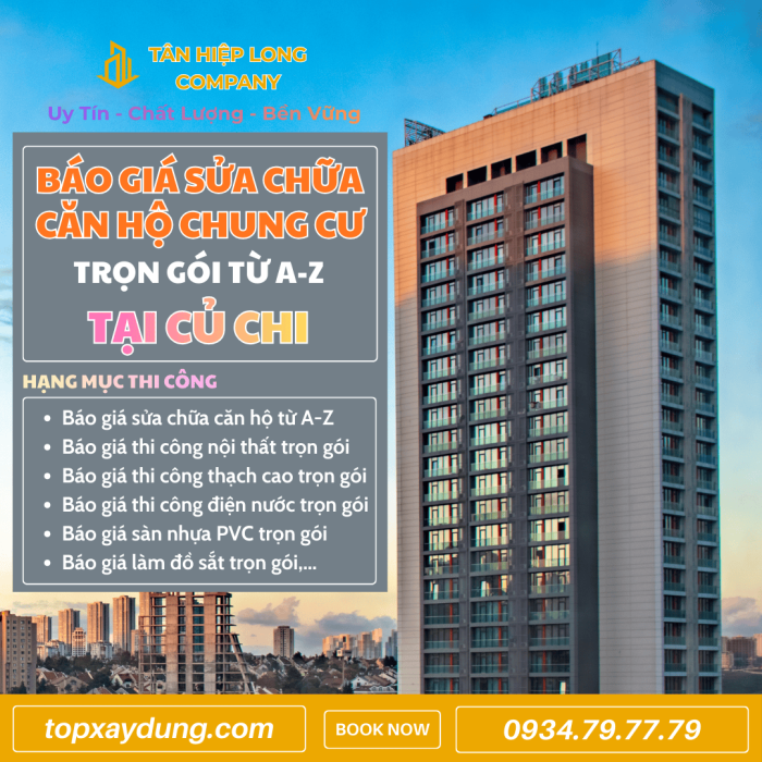 Dịch vụ sửa Căn Hộ Chung Cư tại Củ Chi trọn gói