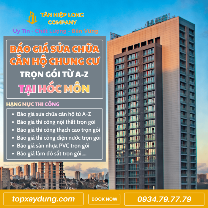 Dịch vụ sửa Căn Hộ Chung Cư tại Hóc Môn trọn gói