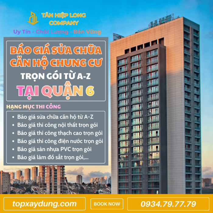 Dịch vụ sửa Căn Hộ Chung Cư tại Quận 6 trọn gói