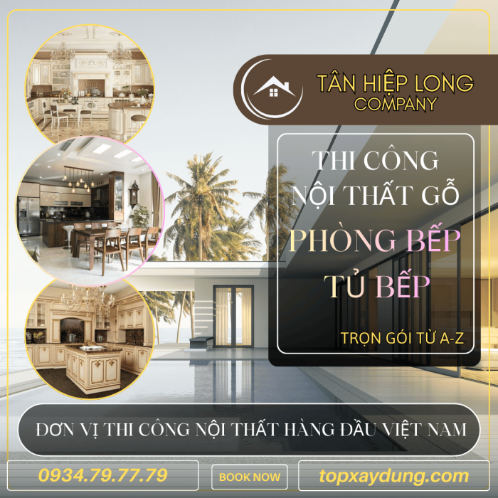 Thiết Kế & Thi Công Nội Thất Phòng Bếp Gỗ MDF, HDF, Gỗ Công Nghiệp