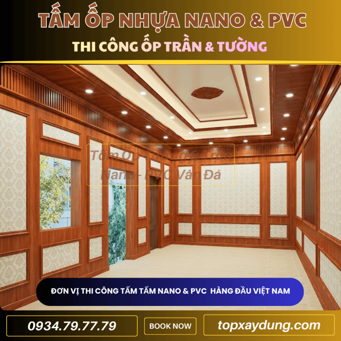 Thi công ốp Trần, Tường Tấm Nhựa PVC NANO ở Đồng Nai