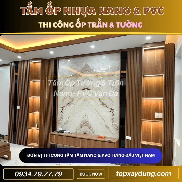 Thi công ốp Trần, Tường Tấm Nhựa PVC NANO ở TpHCM
