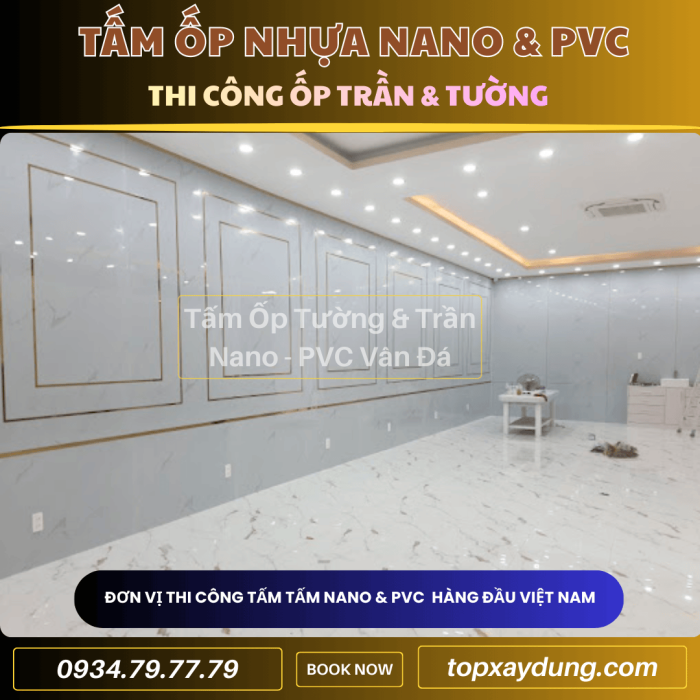 Thiết kế thi công ốp Trần & Tường nhựa PVC Nano phẳng