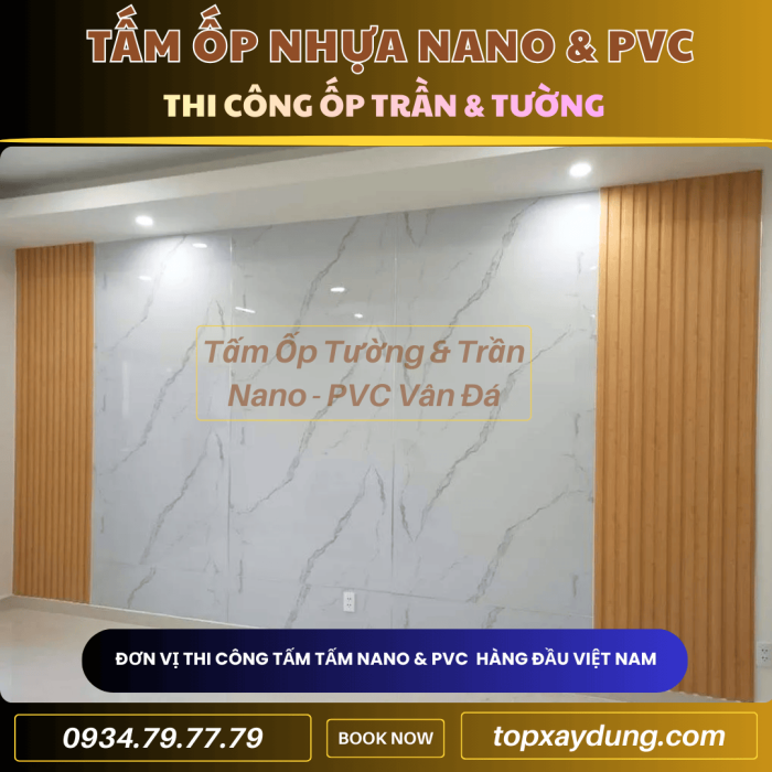 Thi công ốp Trần, Tường Tấm Nhựa PVC NANO ở Bình Dương