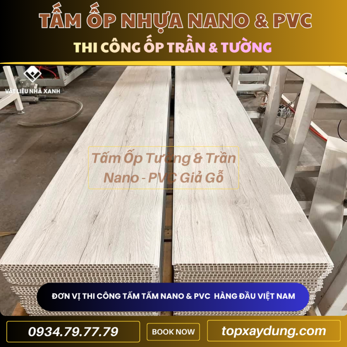 Thi công ốp Trần, Tường Tấm Nhựa PVC NANO ở Bình Thuận