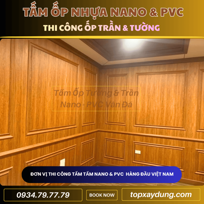 Thi công ốp Trần, Tường Tấm Nhựa PVC NANO ở Vũng Tàu