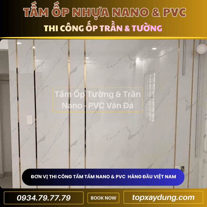 Thi công ốp Trần, Tường Tấm Nhựa PVC NANO ở Bình Phước
