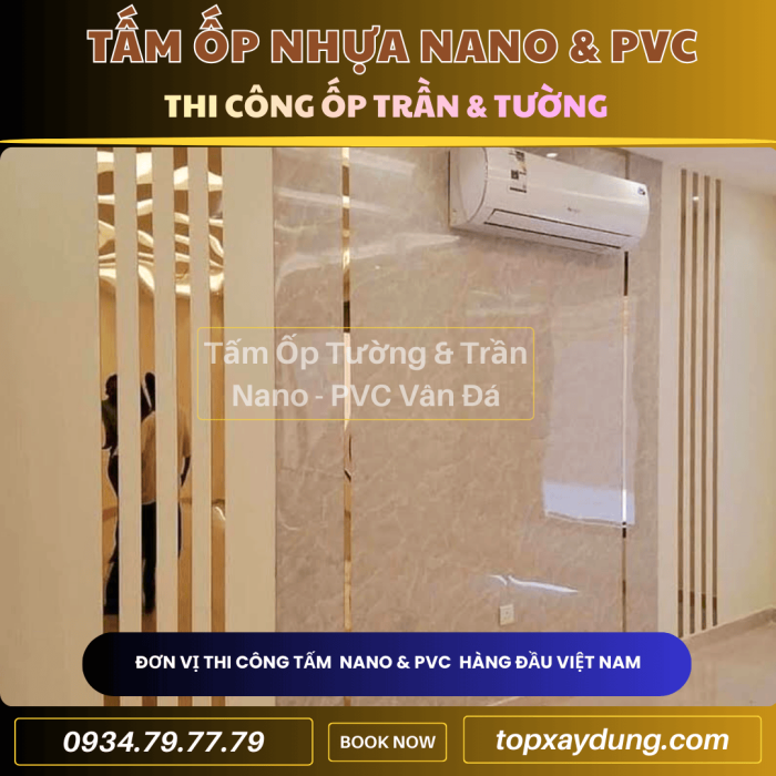 Thi công ốp Trần, Tường Tấm Nhựa PVC NANO ở Đồng Tháp