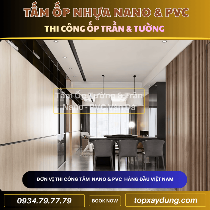 Thi công ốp Trần, Tường Tấm Nhựa PVC NANO ở Tây Ninh