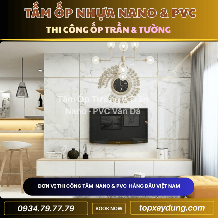 Thi công ốp Trần, Tường Tấm Nhựa PVC NANO ở Long An