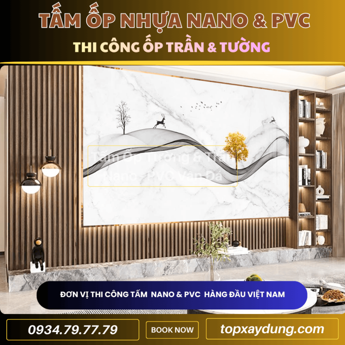 Thi công ốp Trần, Tường Tấm Nhựa PVC NANO ở Bến Tre