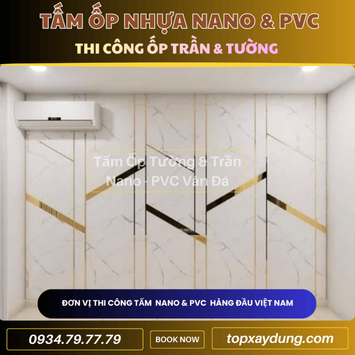 Thi công ốp Trần, Tường Tấm Nhựa PVC NANO ở Cà Mau
