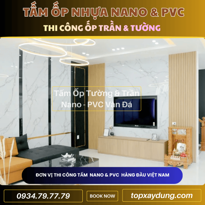 Decor & Thi công ốp Trần, Tường Tấm Nhựa PVC NANO Quận 3