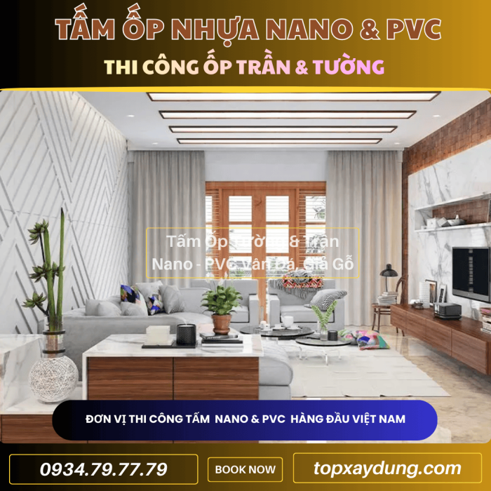 Decor & Thi công ốp Trần, Tường Tấm Nhựa PVC NANO Quận 5