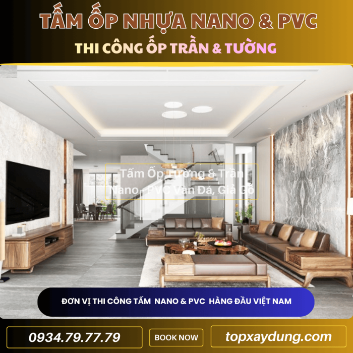 Decor & Thi công ốp Trần, Tường Tấm Nhựa PVC NANO Quận 6