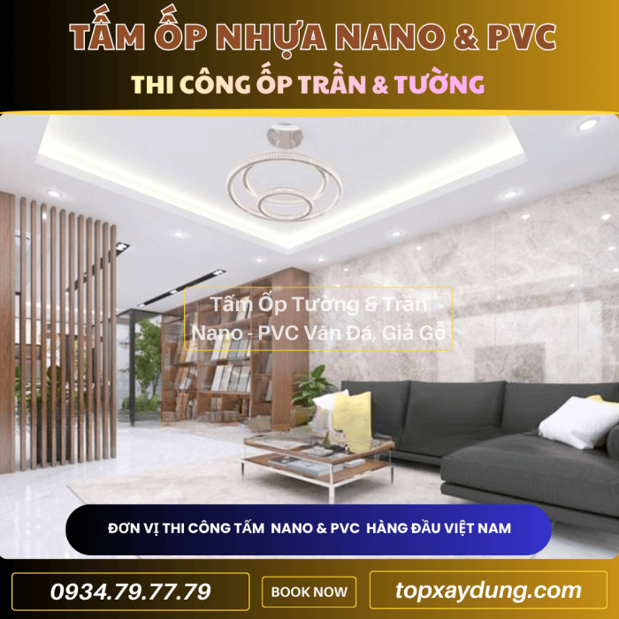 Decor & Thi công ốp Trần, Tường Tấm Nhựa PVC NANO Quận 8