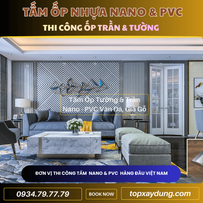 Decor & Thi công ốp Trần, Tường Tấm Nhựa PVC NANO Gò Vấp