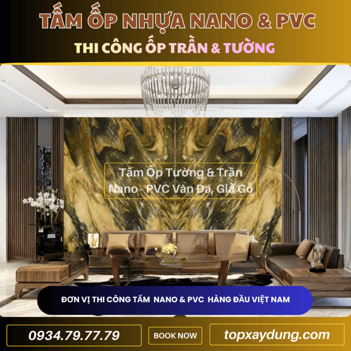Decor & Thi công ốp Trần, Tường Tấm Nhựa PVC NANO Tân Phú