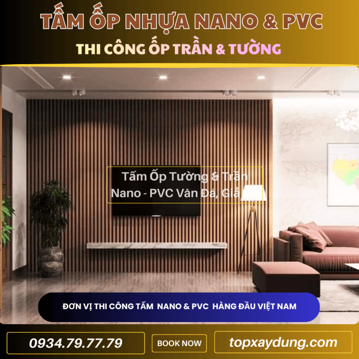 Decor & Thi công ốp Trần, Tường Tấm Nhựa PVC NANO Hóc Môn
