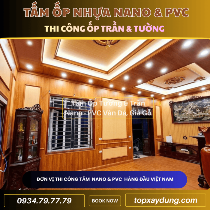 Decor & Thi công ốp Trần, Tường Tấm Nhựa PVC NANO Dĩ An