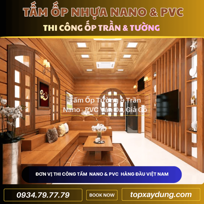 Decor & Thi công ốp Trần, Tường Tấm Nhựa PVC NANO Bến Cát