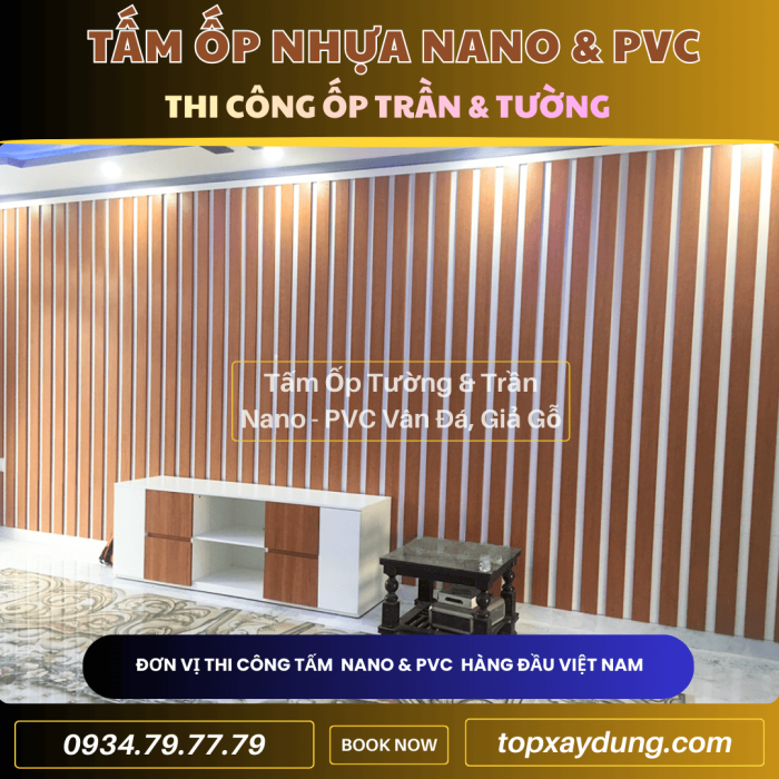 Decor & Thi công ốp Trần, Tường Tấm Nhựa PVC NANO Phú Giáo