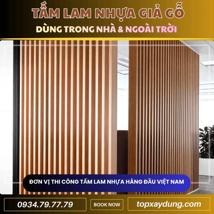 Thiết kế thi công Tấm Ốp Nhựa Lam Sóng Giả Gỗ ở quận 10