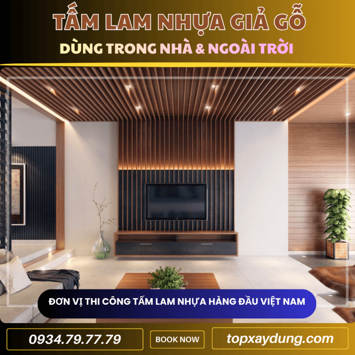 Thiết kế thi công Tấm Ốp Nhựa Lam Sóng Giả Gỗ Tân Bình