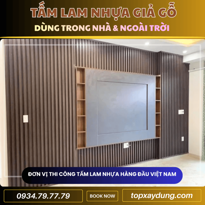 Thiết kế thi công Tấm Ốp Nhựa Lam Sóng Giả Gỗ Gò Vấp