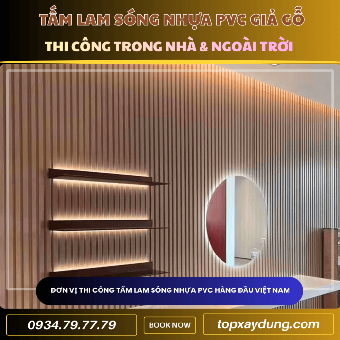 Thiết kế thi công Tấm Ốp Nhựa Lam Sóng Giả Gỗ ở quận 3