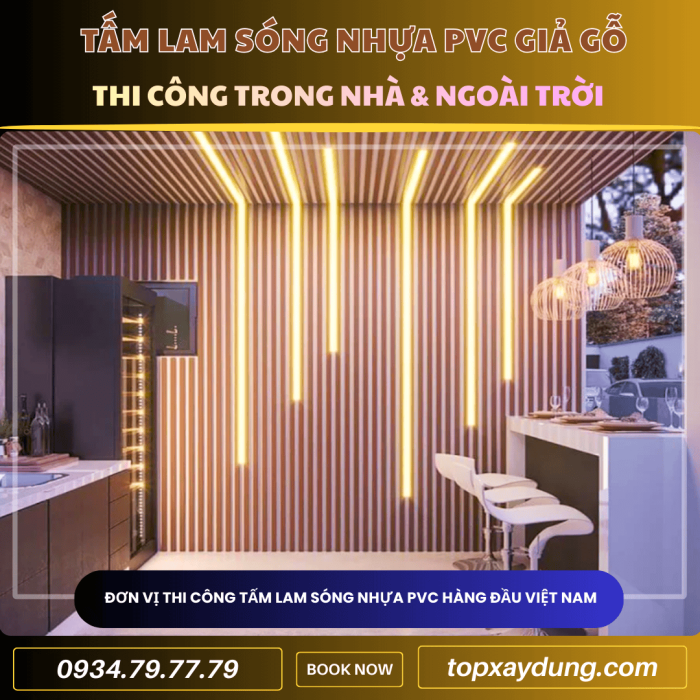 Thiết kế thi công Tấm Ốp Nhựa Lam Sóng Giả Gỗ ở quận 4