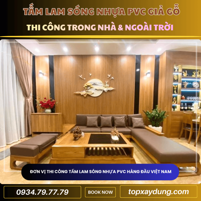 Thiết kế thi công Tấm Ốp Nhựa Lam Sóng Giả Gỗ ở Thuận An