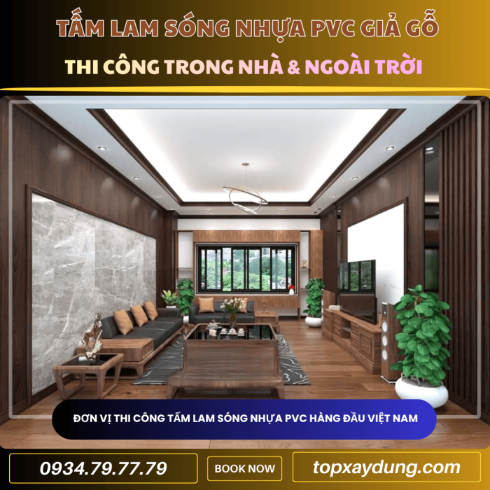 Thiết kế thi công Tấm Ốp Nhựa Lam Sóng Giả Gỗ ở Dĩ An