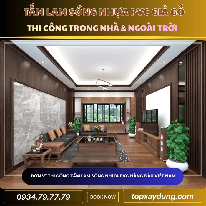 Thiết kế thi công Tấm Ốp Nhựa Lam Sóng Giả Gỗ ở Dĩ An