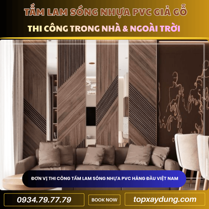 Thiết kế thi công Tấm Ốp Nhựa Lam Sóng Giả Gỗ ở Bến Cát