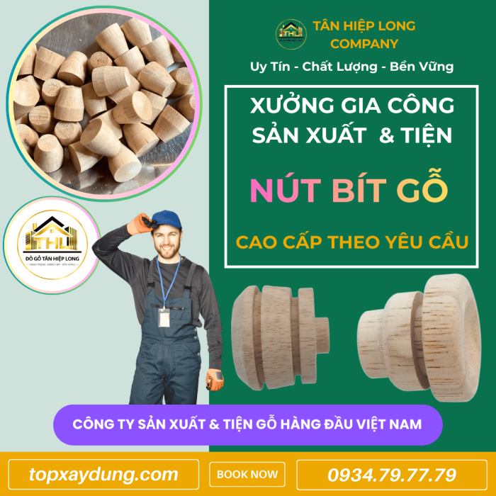 Xưởng Sản Xuất & Tiện Nút Bit Gỗ Theo Yêu Cầu Giá Rẻ