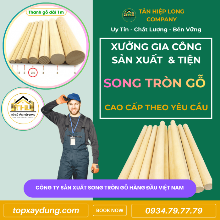 Xưởng Sản Xuất & Tiện Song gỗ tròn Theo Yêu Cầu Giá Rẻ