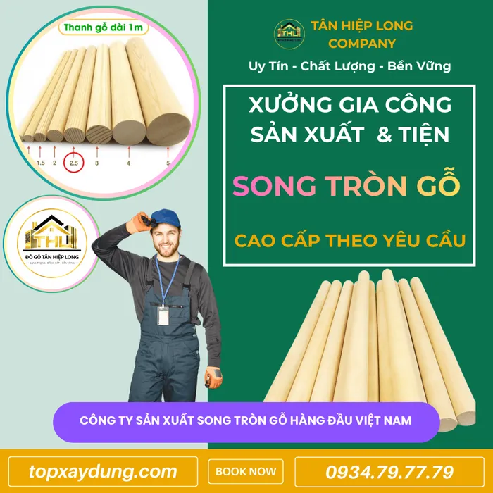 Xưởng Sản Xuất & Tiện Song gỗ tròn Theo Yêu Cầu Giá Rẻ