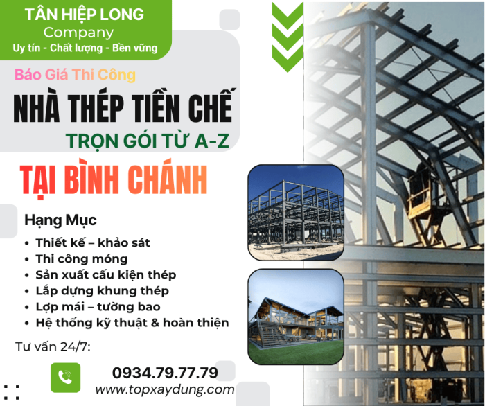 Thiết Kế Thi Công Nhà Thép Tiền Chế Trọn Gói tại Bình Chánh